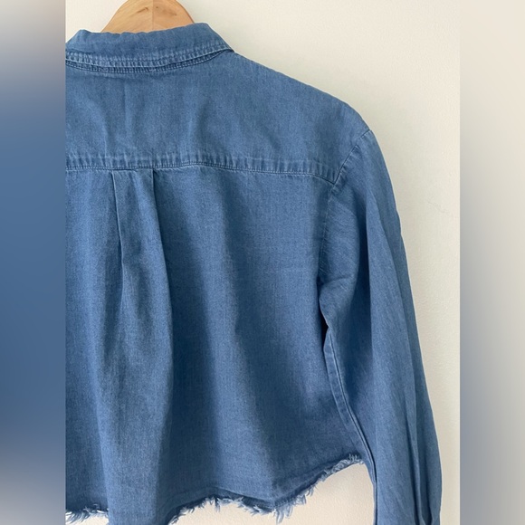 Kendall & Kylie Chambray Long Sleeve Blue Shirt - Picture 6 of 11